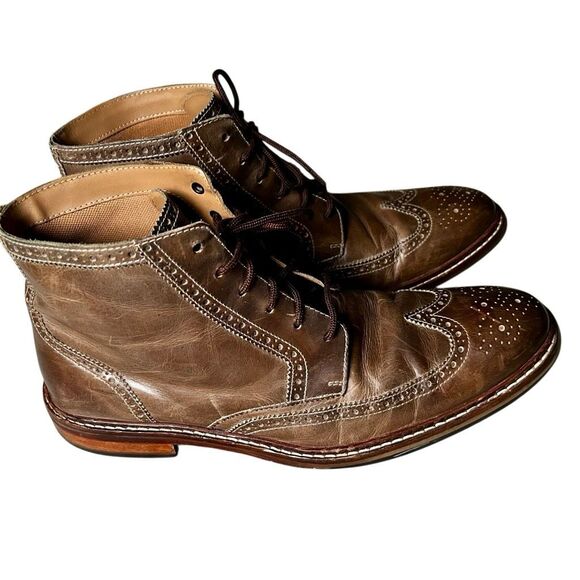 Cole Haan Mens 13 M Brown Chukka Wingtip Leather Ankle Boot Distressed Brogue main image 16